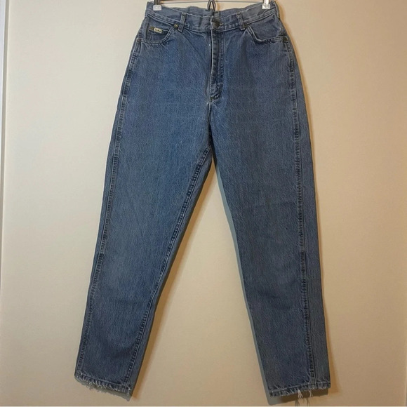 VTG L.L. BEAN 90s High Waisted Contrast Stitching Light Wash Mom Jeans - Picture 1 of 13